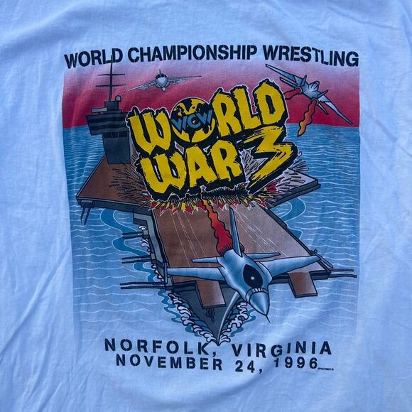 Vintage WCW Wrestling 1996 World War 3 Rocket Missile Graphic Shirt Size XL USA - Picture 2 of 8